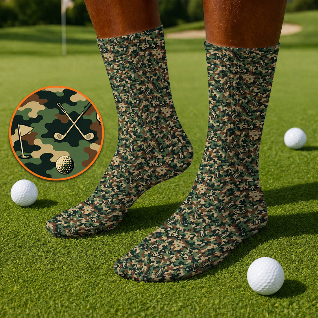 Veteran Golf Socks, Camo Pattern Golf Sock, Crazy Golf Gift For Golfers