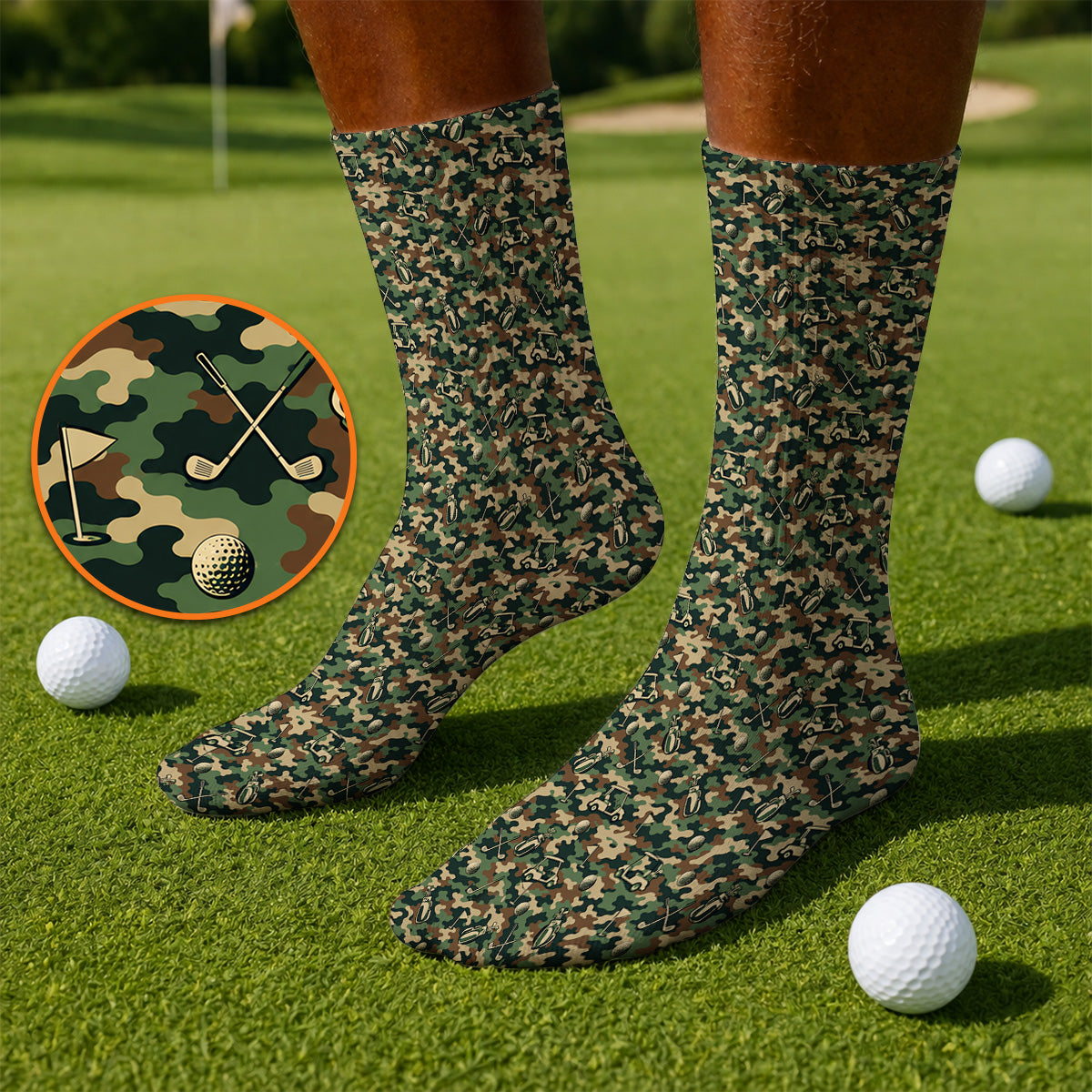 Veteran Golf Socks, Camo Pattern Golf Sock, Crazy Golf Gift For Golfers