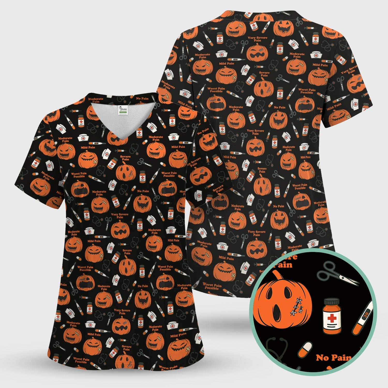 Pumpkin Pain Scale Shirt for Nurse - Halloween Nurse Medical Graphic Tee - Spooky Gift for RN LPN CNA