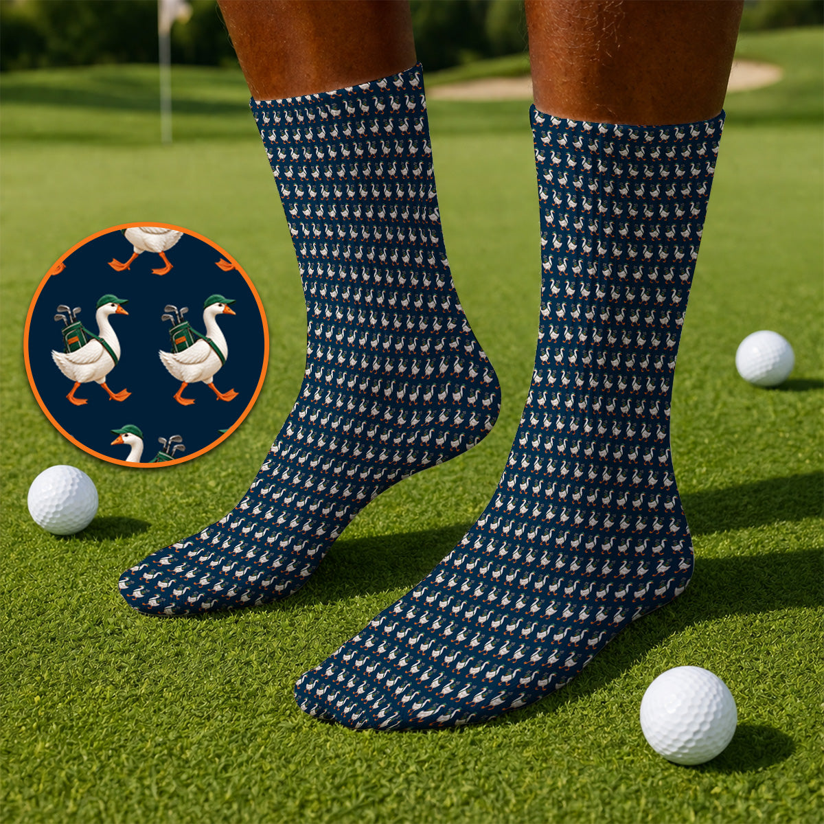 Walking Goose Golf Socks, Funny Goose Pattern Golf Sock, Golf Gift For Golfer