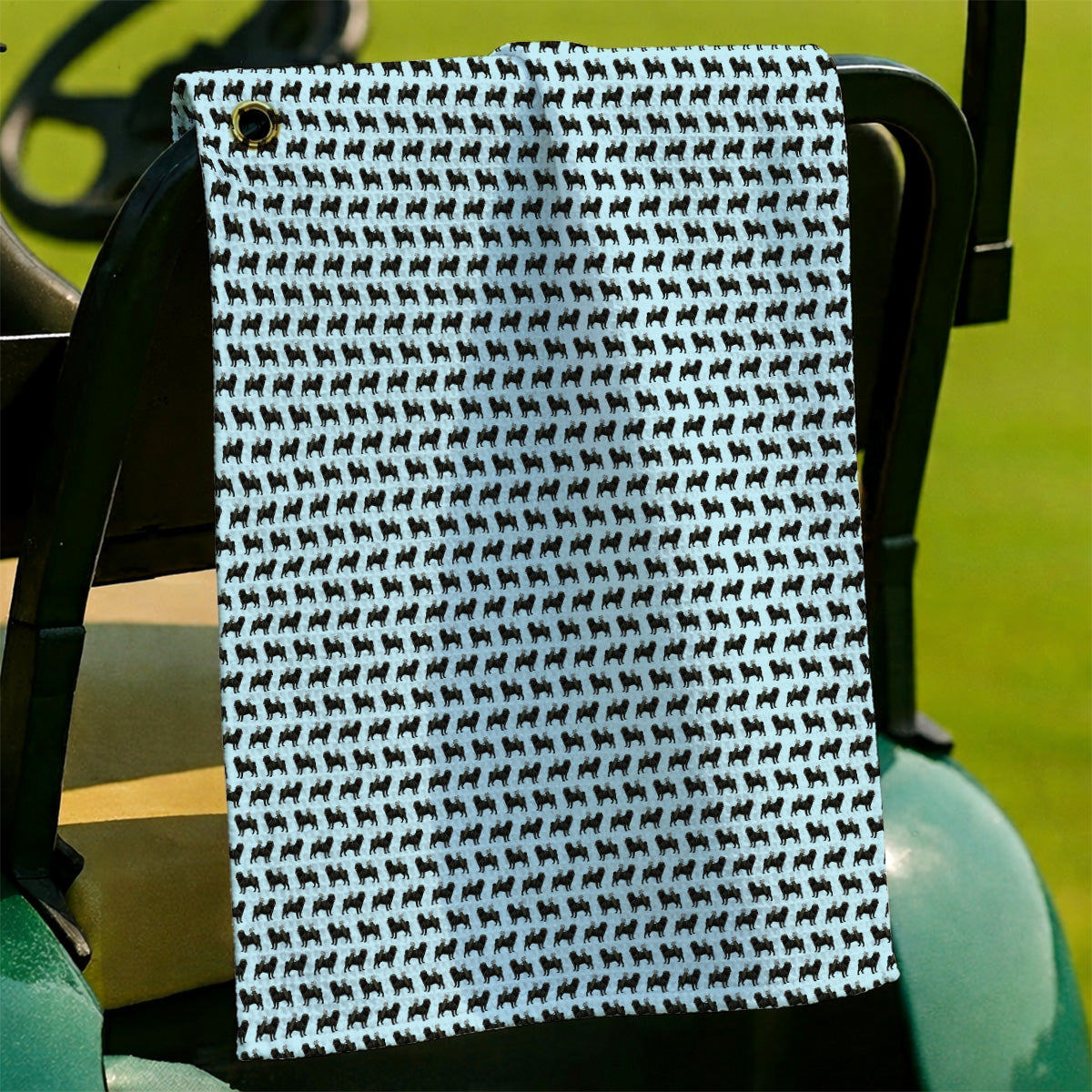 Black Pug Pattern Golf Towels, Funny Pug Golf Towel, Golf Gift For Golfer