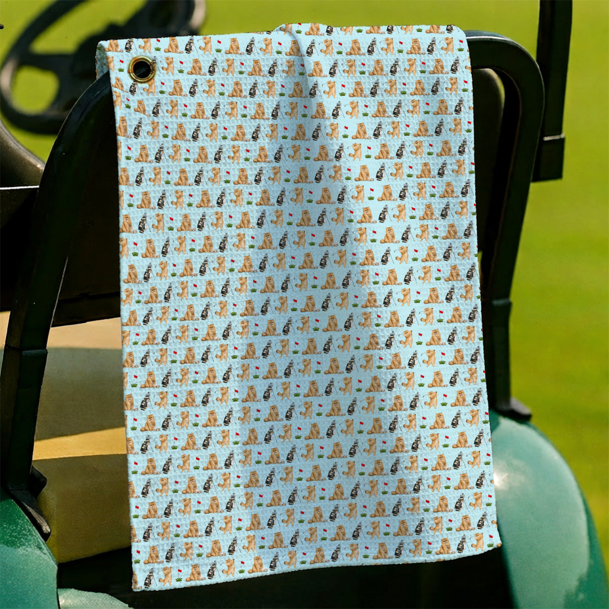 Golden British Longhair Golf Towel, Cute Golden British Longhair Pattern Golf Towels, Golf Gift for Cat Lovers