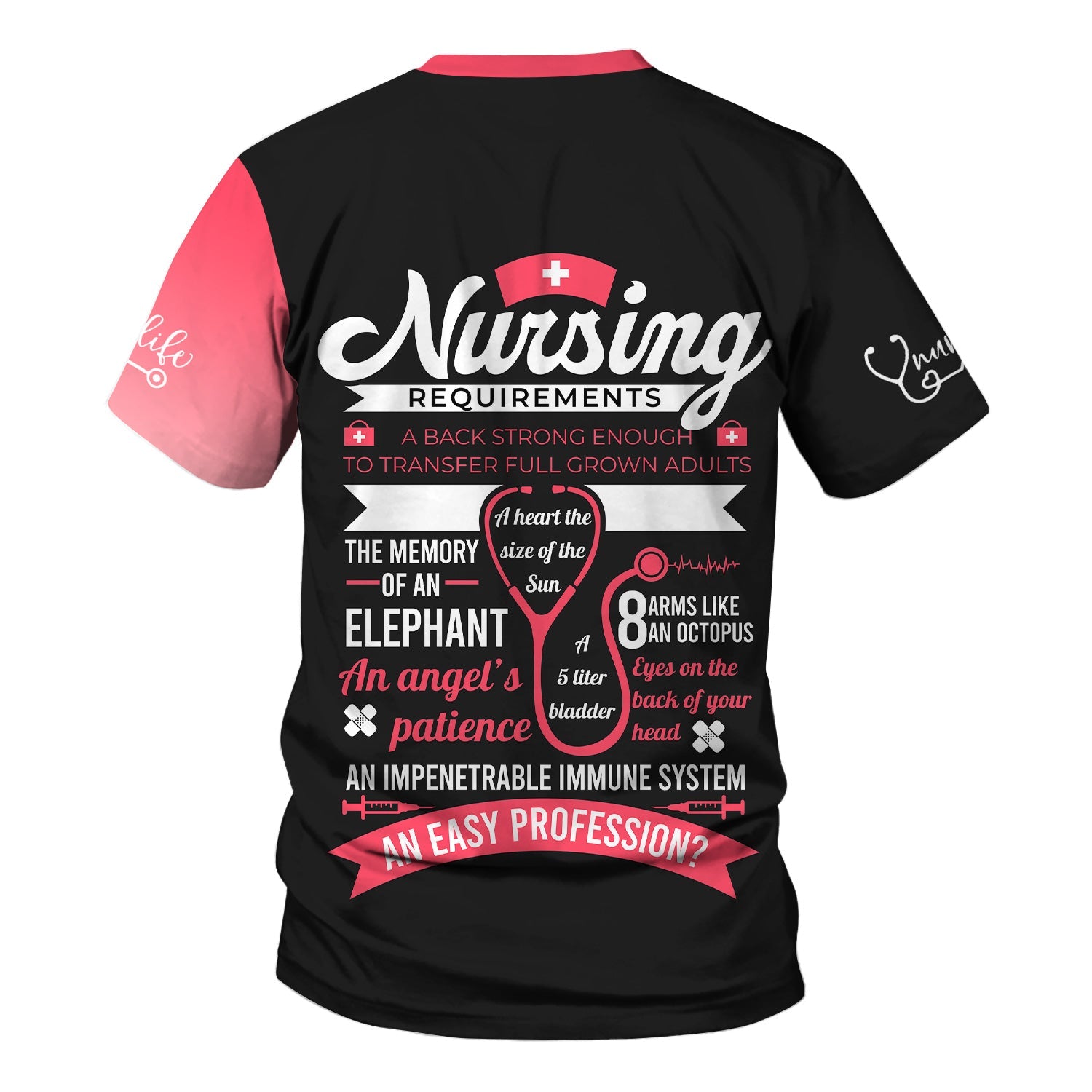 Personalized Nurse Life Shirt - Cute Syringe Bow Design Pink Black - Nursing Requirements Funny Quote Gift