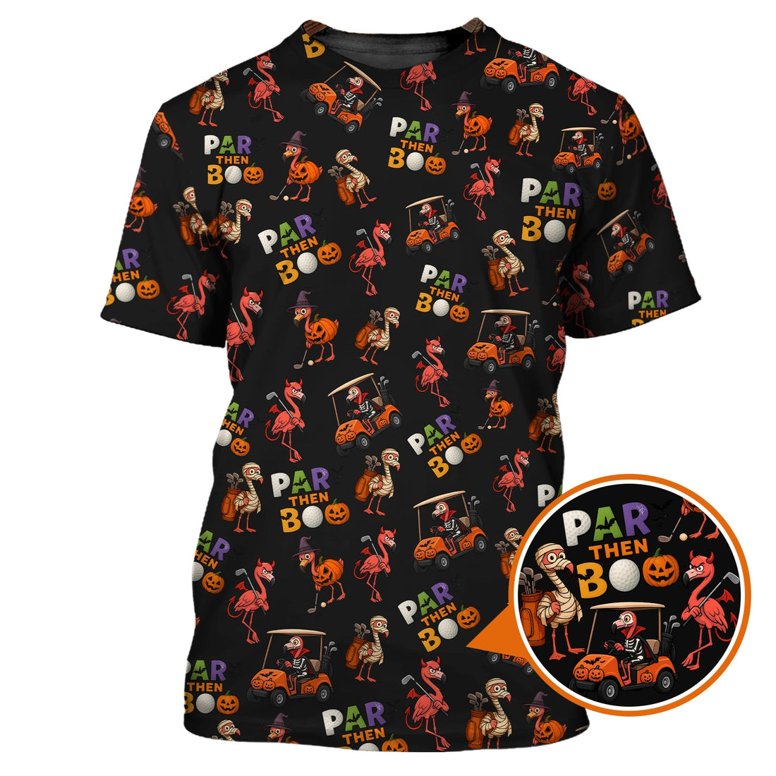 Funny Pattern Golf Shirt, Flamingo Golf Shirt, Halloween Golf Shirt For Golfer