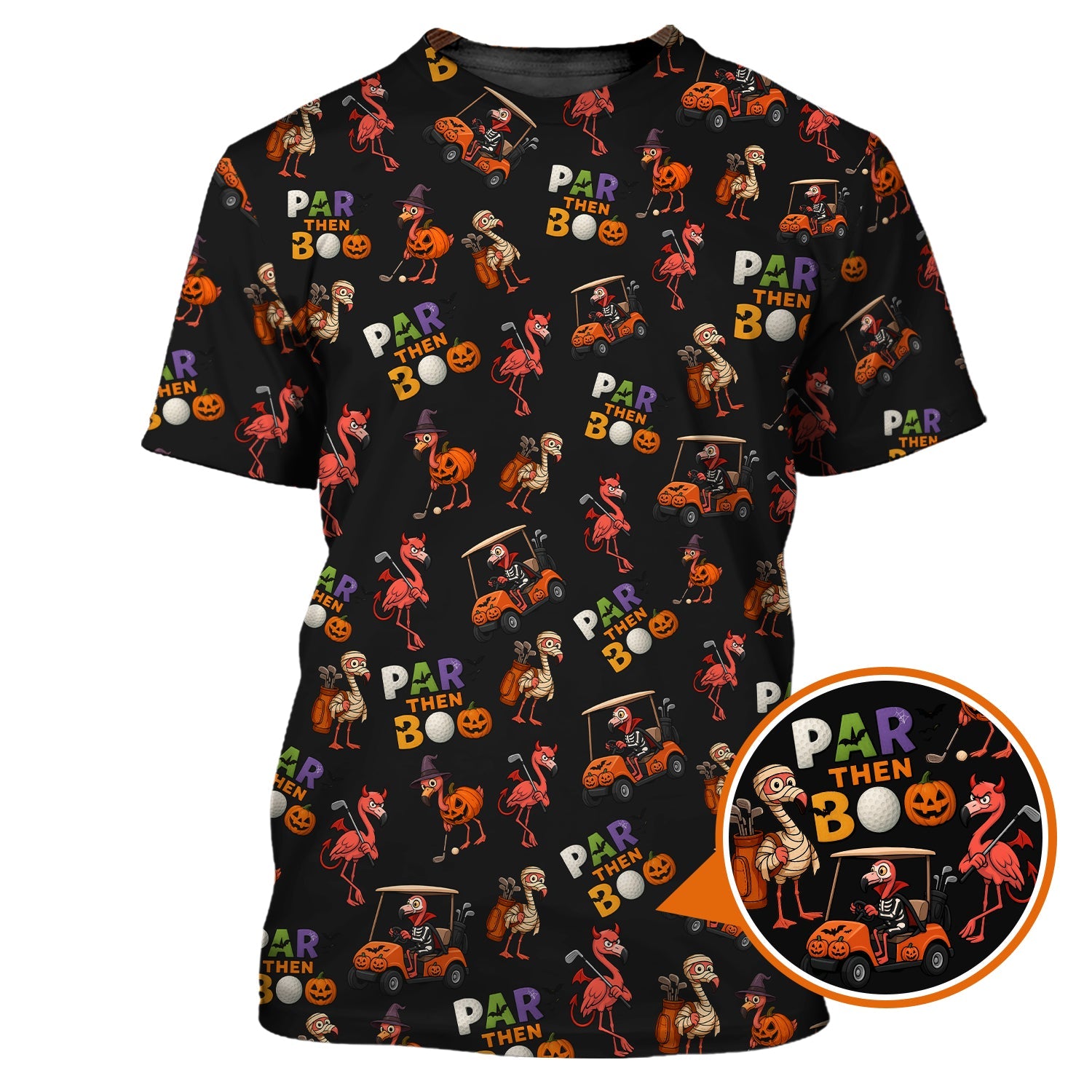Funny Pattern Golf Shirt, Flamingo Golf Shirt, Halloween Golf Shirt For Golfer