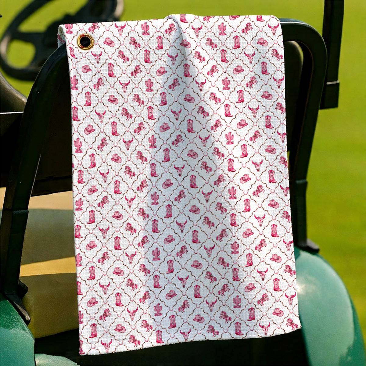 Pink Cowgirl Golf Towels, Western Rodeo Pattern Golf Towel, Funny Golf Gift For Golfers