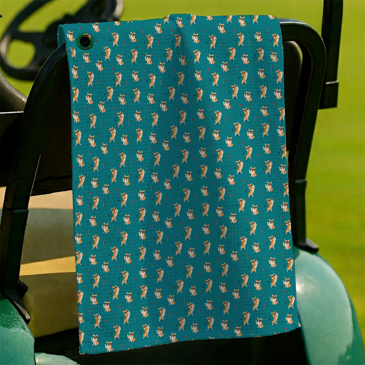 Funny Corgi Pattern Golf Towel, Pembroke Welsh Corgi Golf Towels, Golf Gift For Golfer