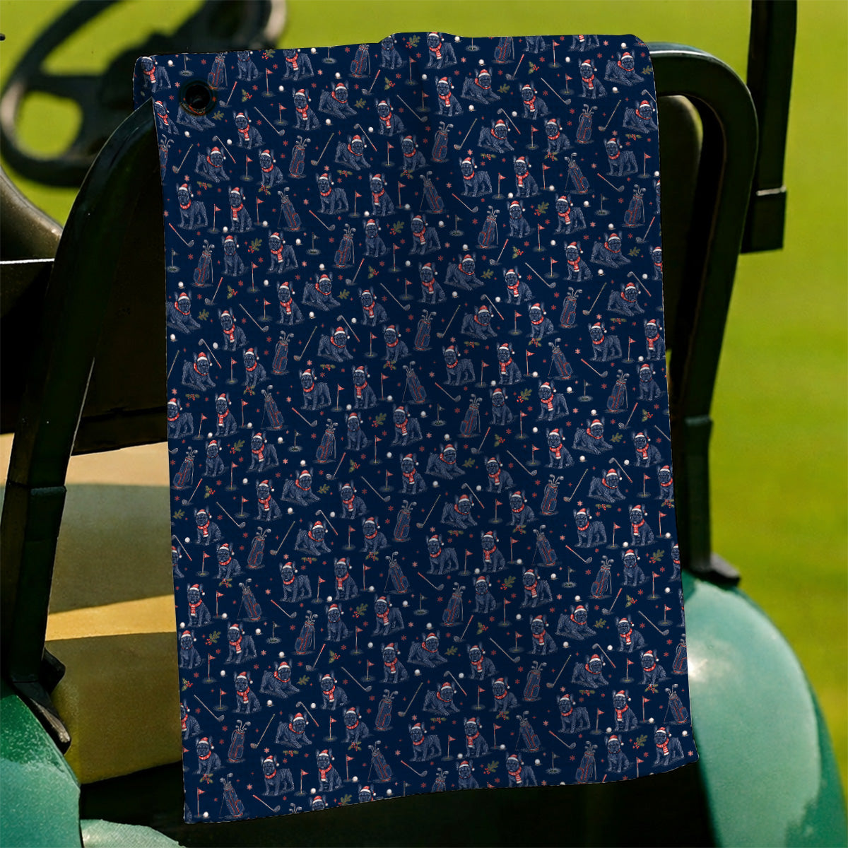 French Bulldog Christmas Golf Towels, Vintage Holiday Dog Pattern Golf Towel, Xmas Golf Gift for Golfers
