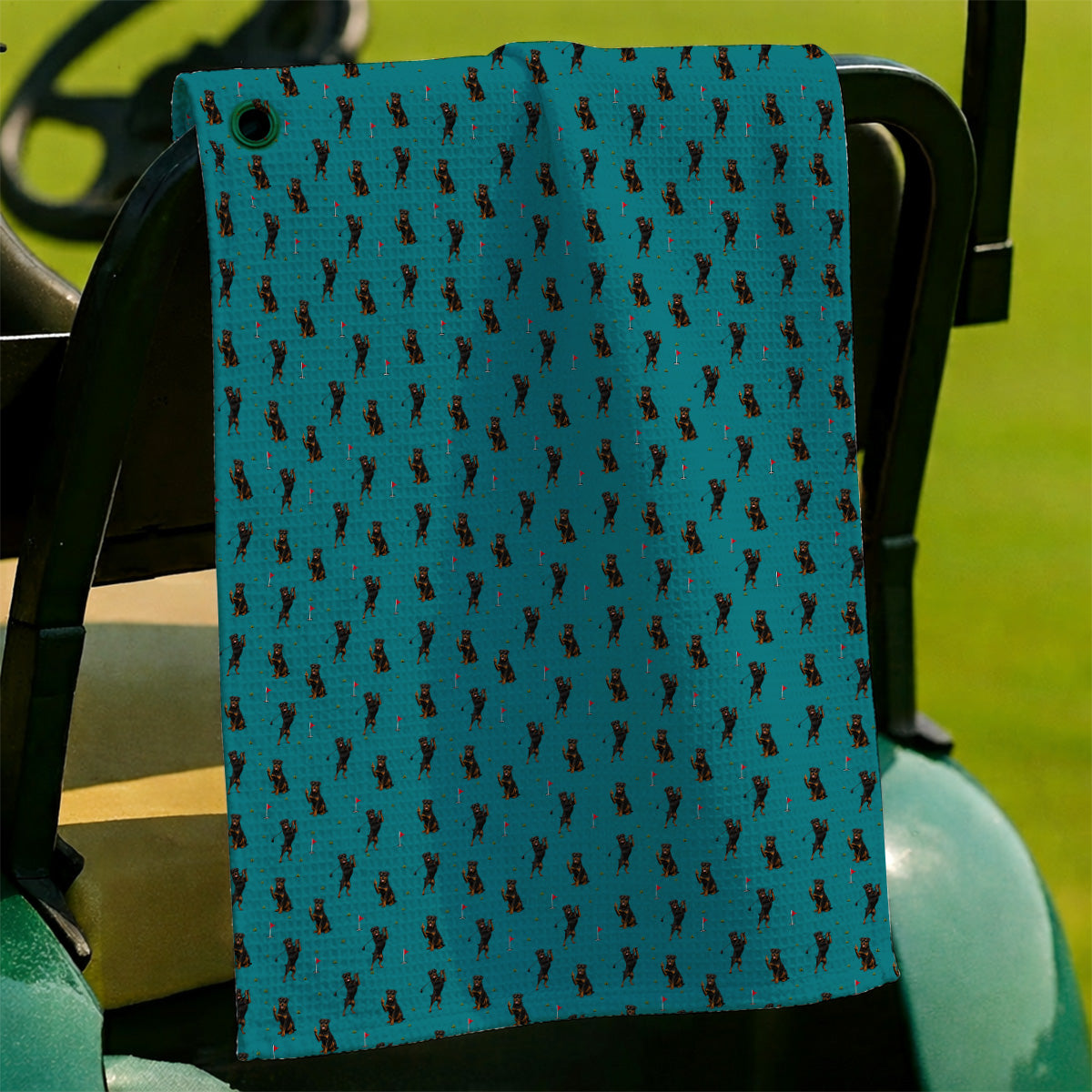 Rottweiler Golf Pattern Towel, Funny Rottweiler Playing Golf Towels, Dog Lover Gift For Golfer
