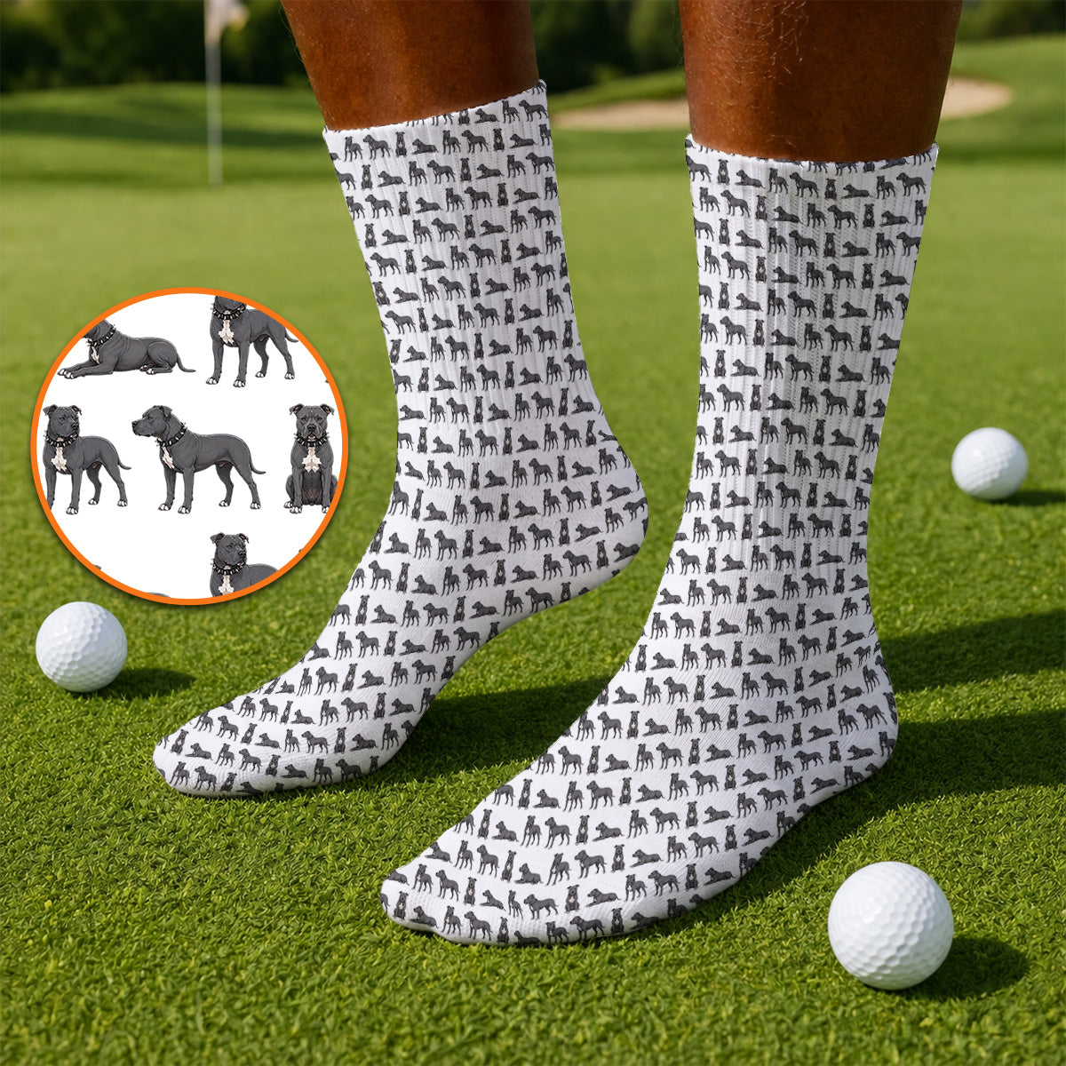 Pit Bull Golf Socks, Pit Bull Pattern Golf Sock for Dog Lovers, Golf Gift For Golfer
