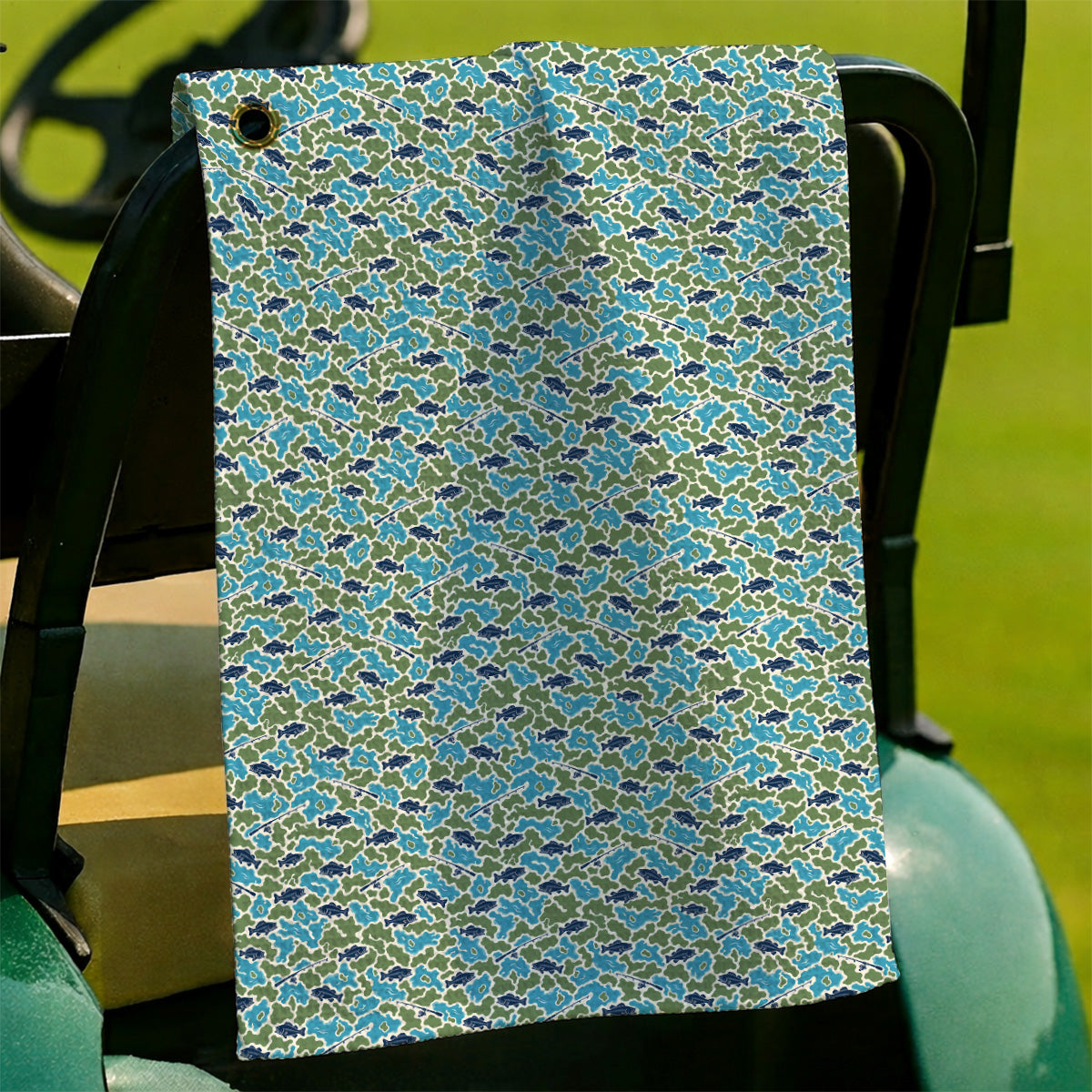 Bass Fishing Camo Golf Towels, Camouflage Pattern Golf Towel, Crazy Golf Gift For Golfer