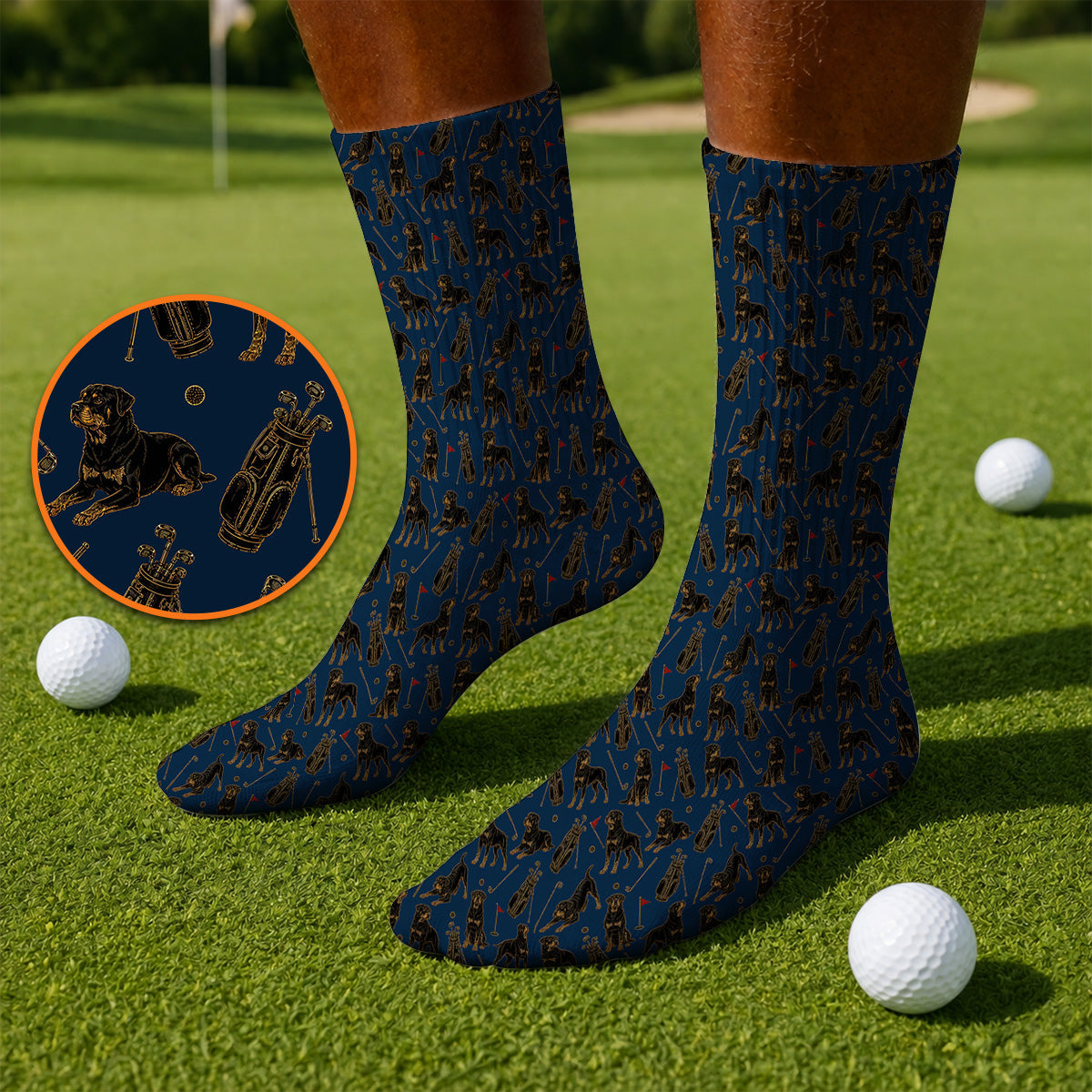 Crazy Rottweiler Golf Socks, Rottweiler Dog Pattern Golf Sock, Golf Gift For Golfer