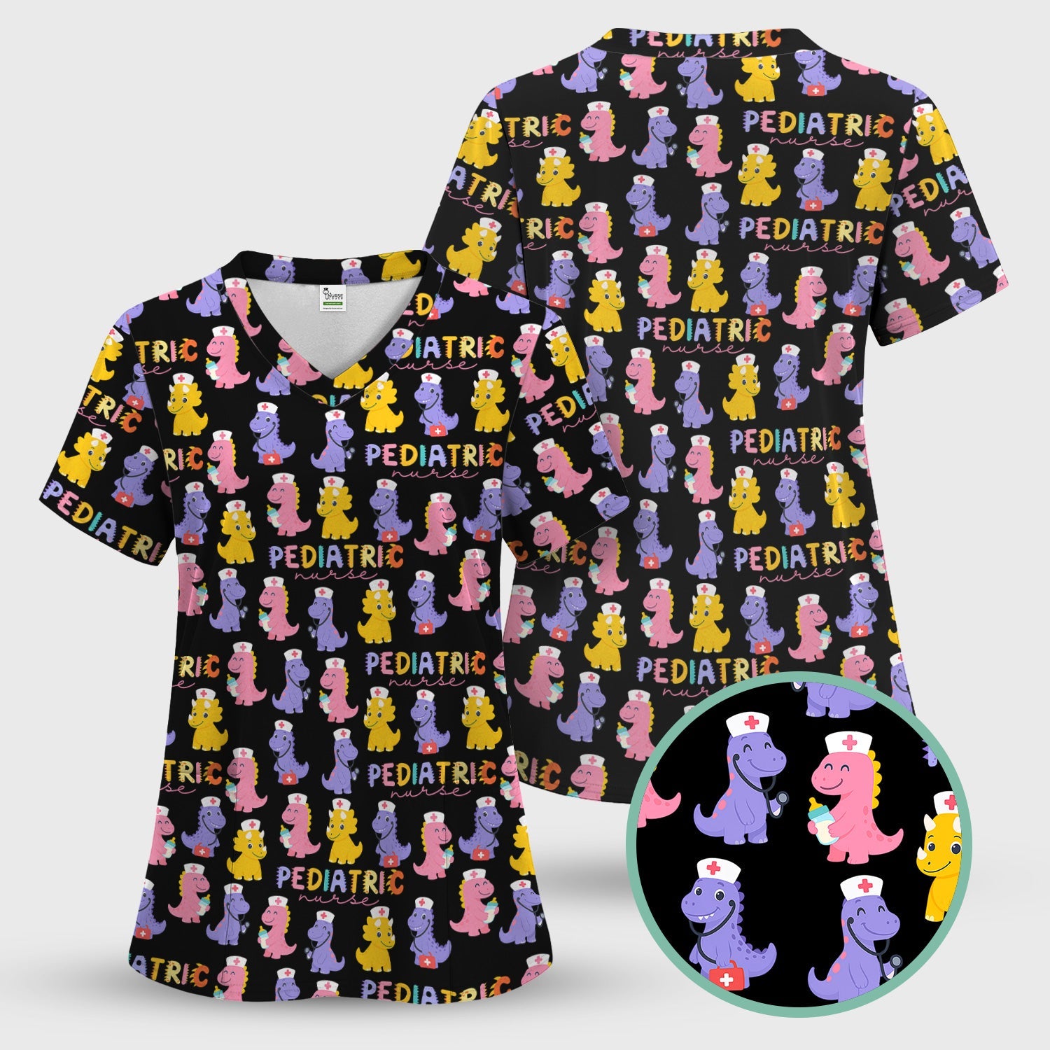 Funny Dinosaur Nurse Shirt - Cute T-Rex with Stethoscope & Medical Kit Graphic Tee - Multiple Color Options Gift for Women PEDS RN LPN