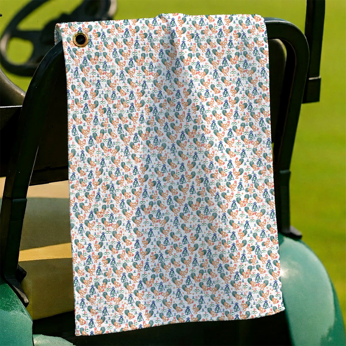 Colorful Rooster Golf Towels, Rooster Pattern Golf Towel For Chicken Lovers, Funny Golf Gift For Golfers