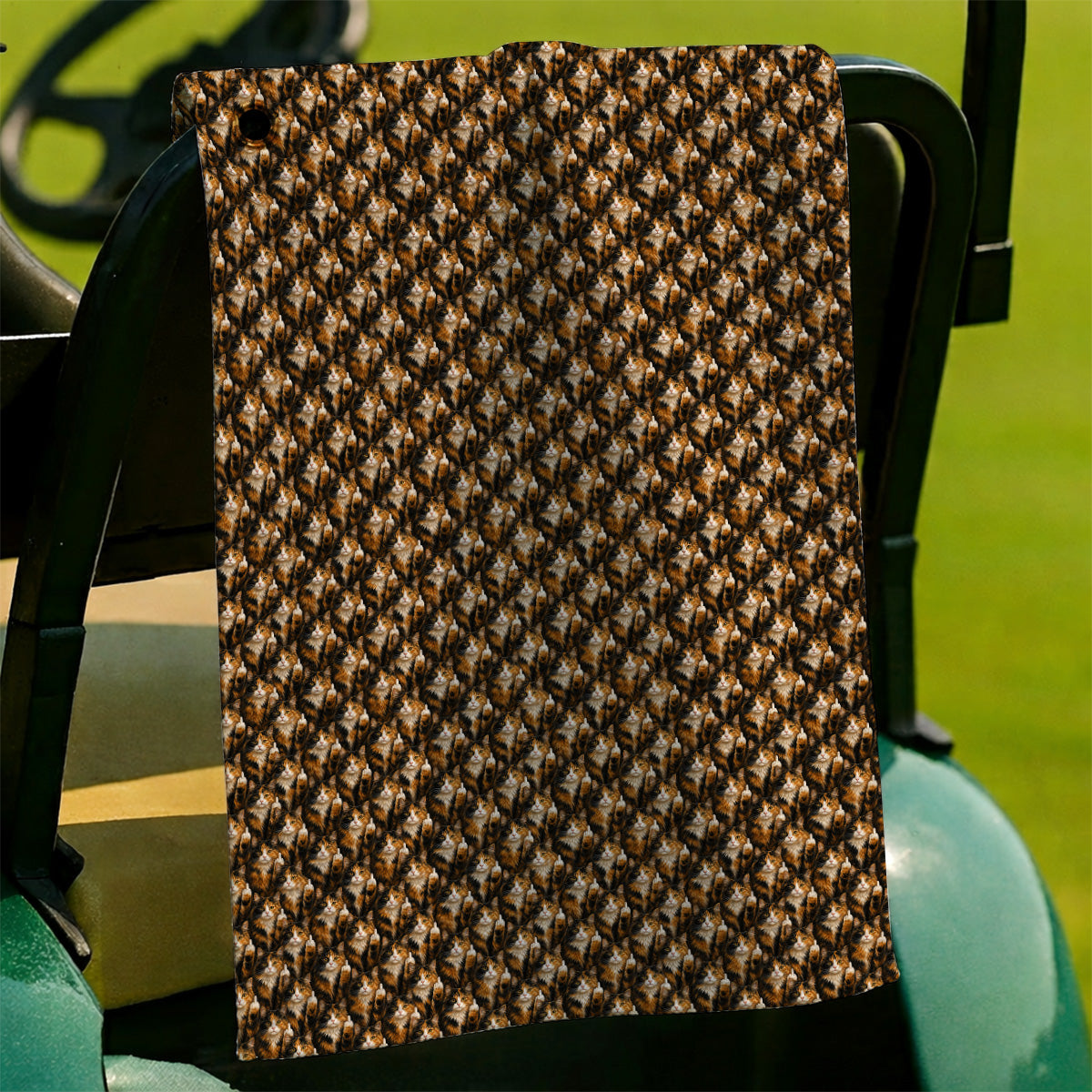 Calico Longhair Cat Golf Towel, Funny Calico Cat Pattern Golf Towels, Golfer Gift for Cat Lovers