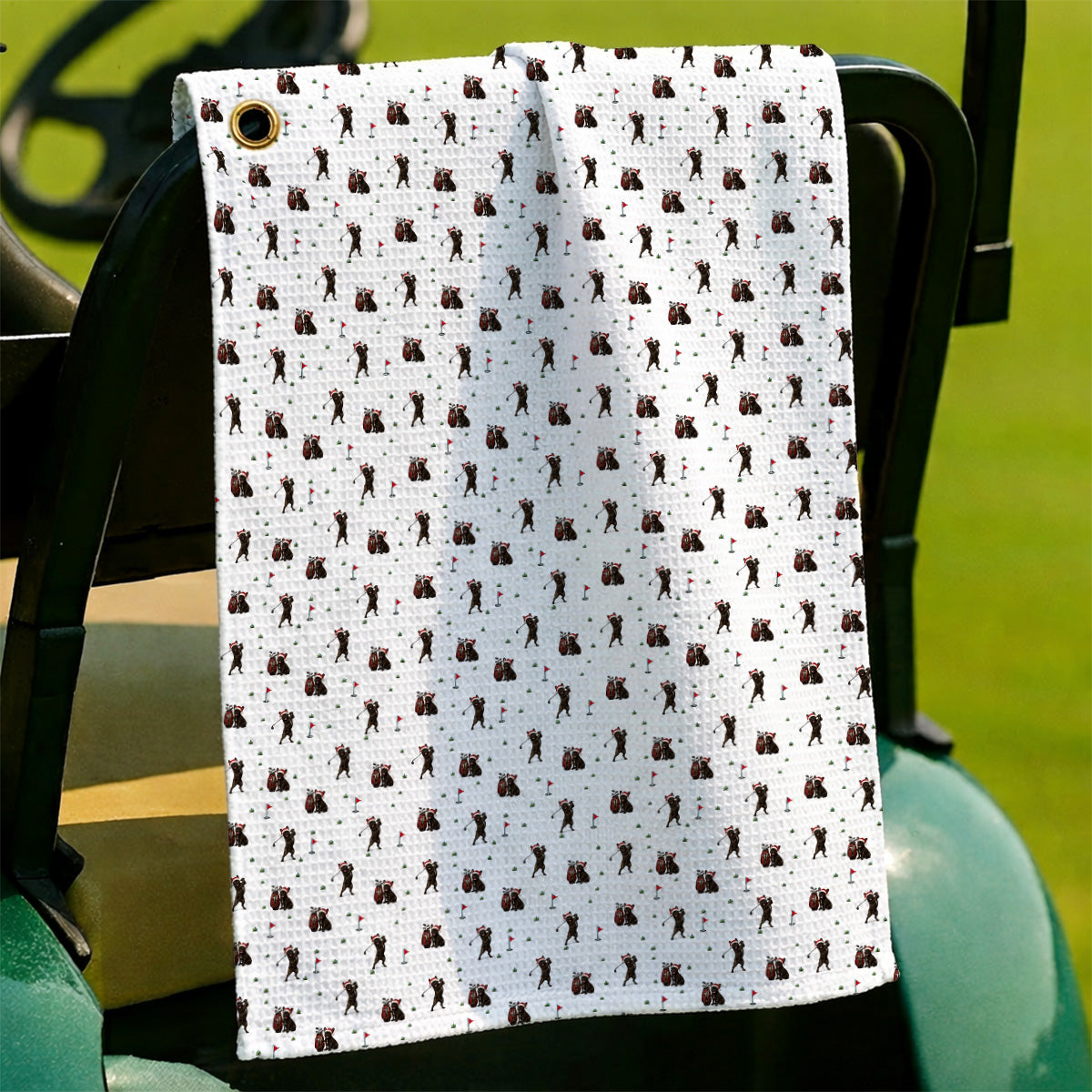 Christmas French BullDog Golfer Towel, Xmas French BullDog Golf Pattern Towels, Holiday Golf Gift for Golfers