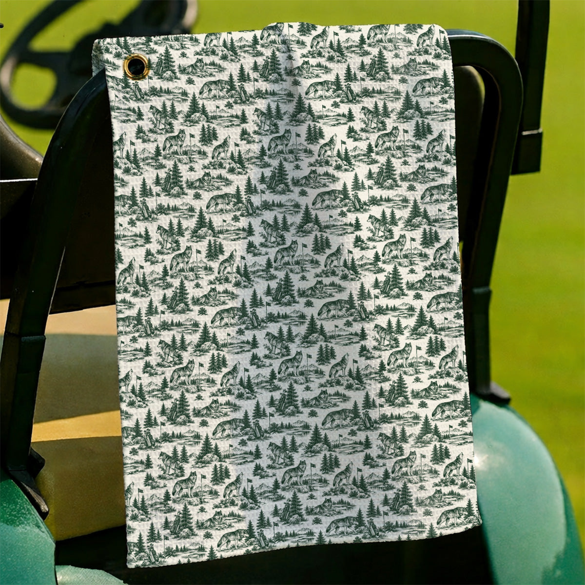 Vintage Wolf Golf Towels, Wilderness Wolf Pattern Golf Towel, Nature Inspired Golf Gift for Golfers