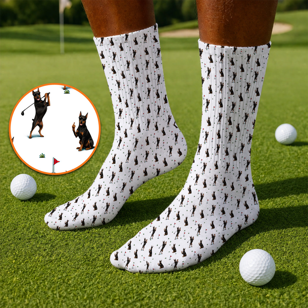Doberman Golf Towle, Doberman Pattern Golf Towels, Crazy Golf Gift For Men