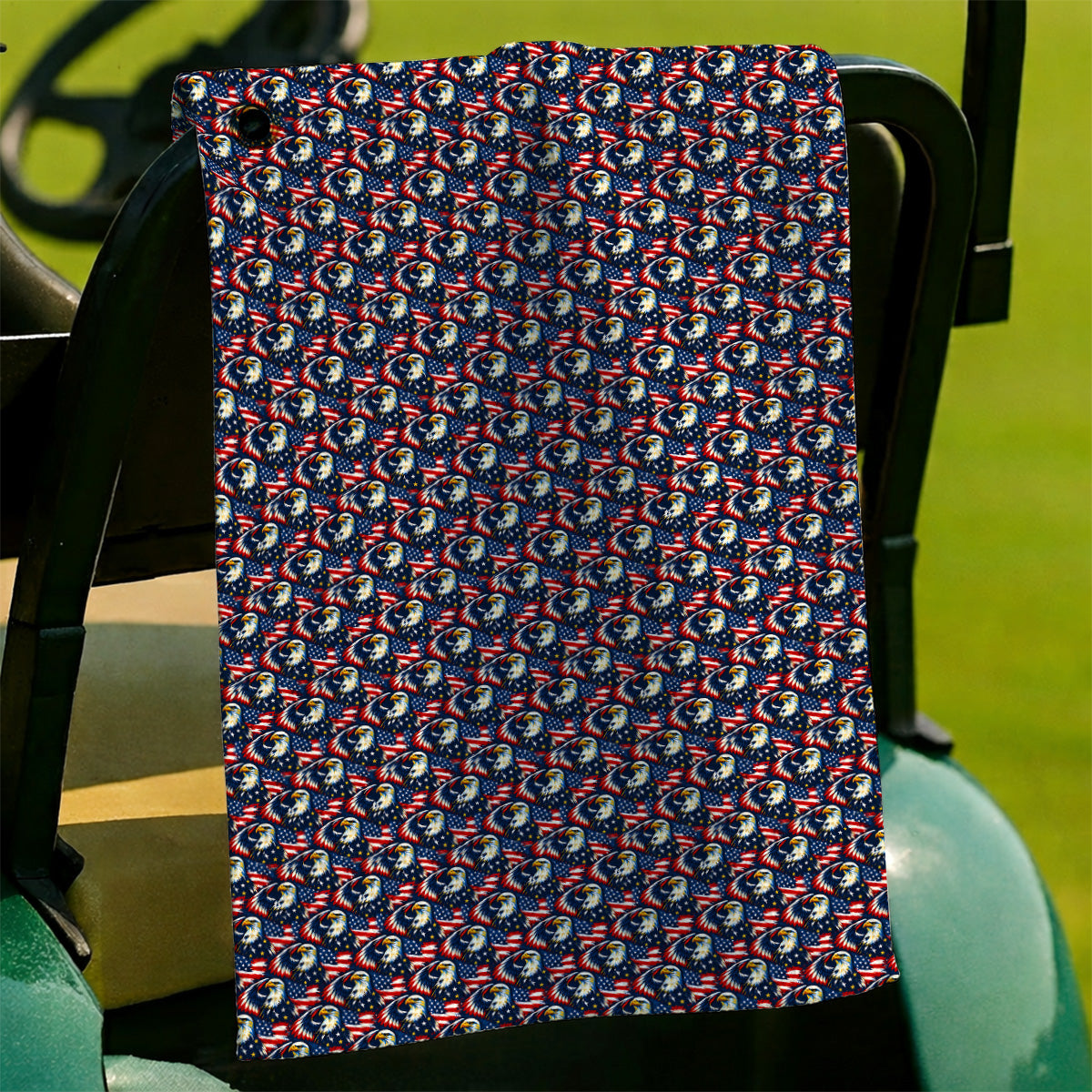 Veteran Bald Eagle Golf Towels, American Flag Patriotic Pattern Golf Towel, USA Military Golf Gift for Veterans