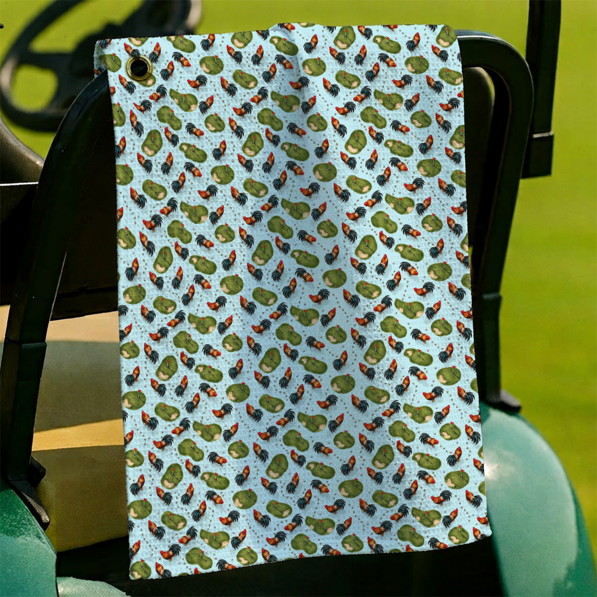 Vintage Rooster Golf Towels, Chicken Pattern Golf Towel For Rooster Lovers, Golf Gift For Golfers