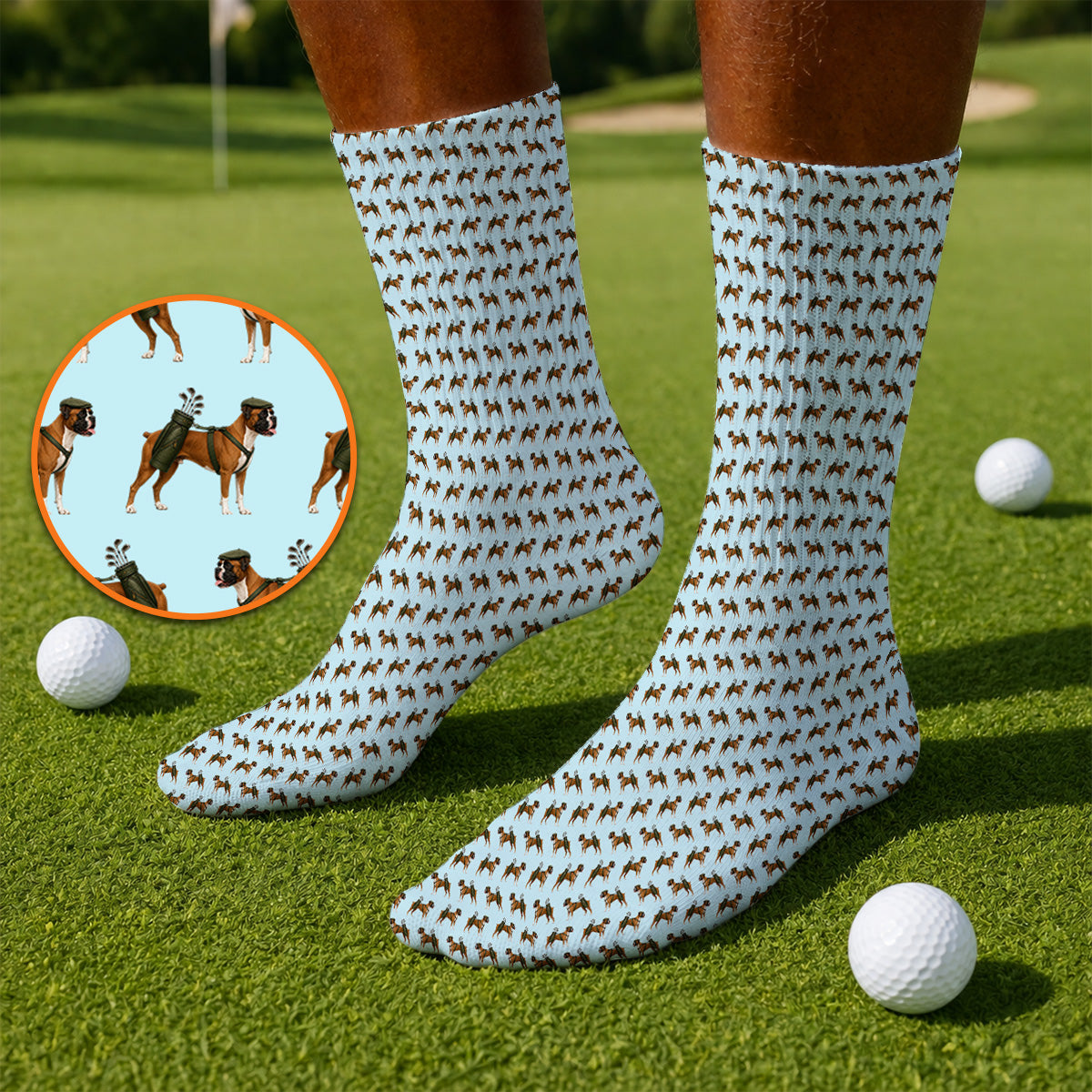 Boxer Dog Golf Socks, Boxer Pattern Golf Sock for Golfer, Golf Gift For Dog Owners