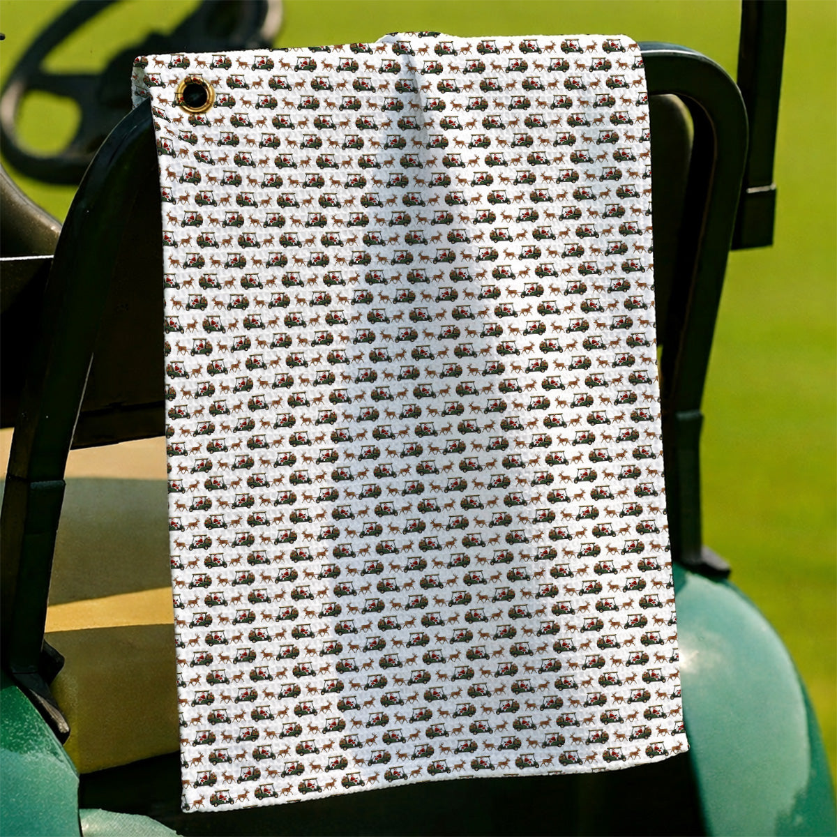 Santa Reindeer Golf Cart Towels, Xmas Pattern Golf Towel, Crazy Christmas Golf Gift