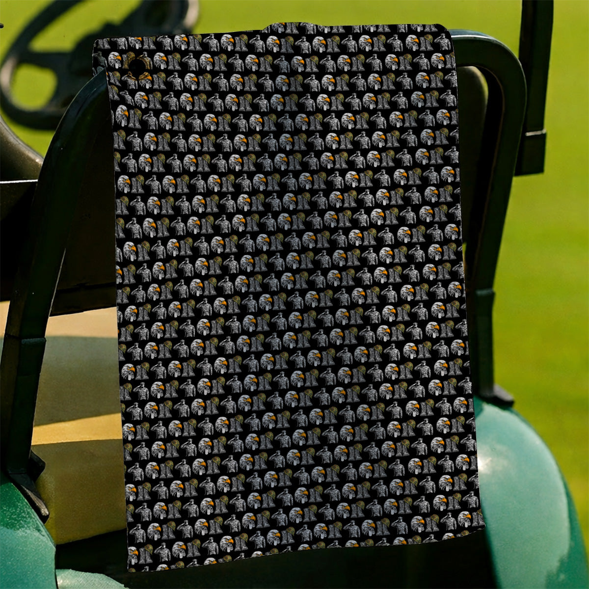 Veteran Eagle Golf Towels, Military Soldier & Army Tribute Pattern Golf Towel, Patriotic Veterans Day Golf Gift for Golfer