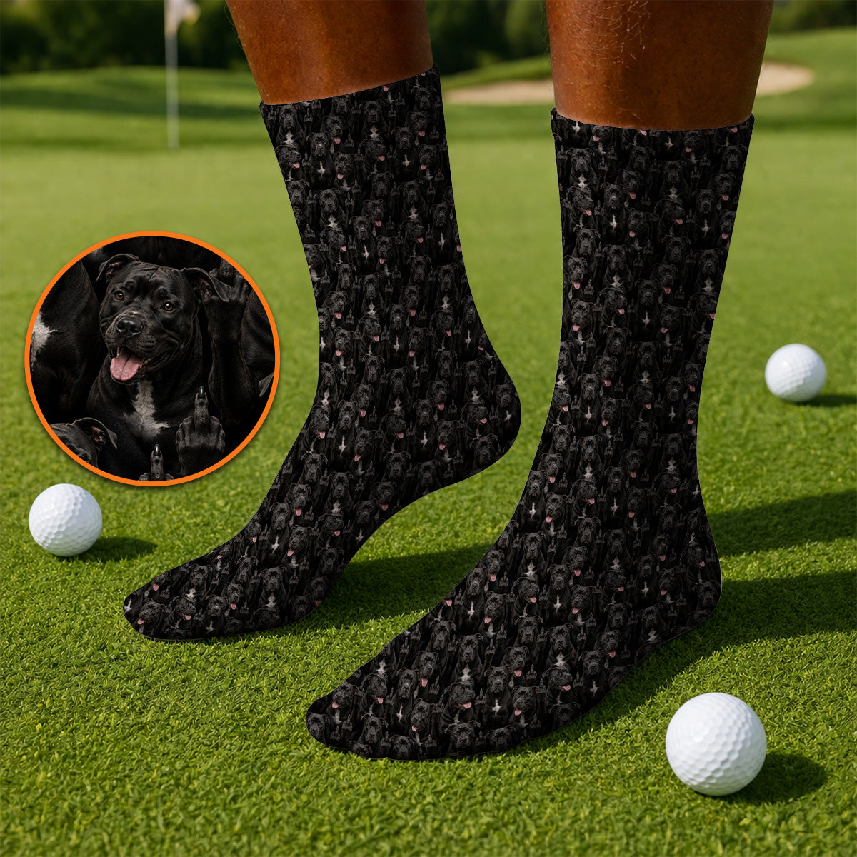Pit Bull Middle Finger Golf Socks, Funny Pit Bull Pattern Golf Sock for Dog Lovers, Golf Gift For Golfer