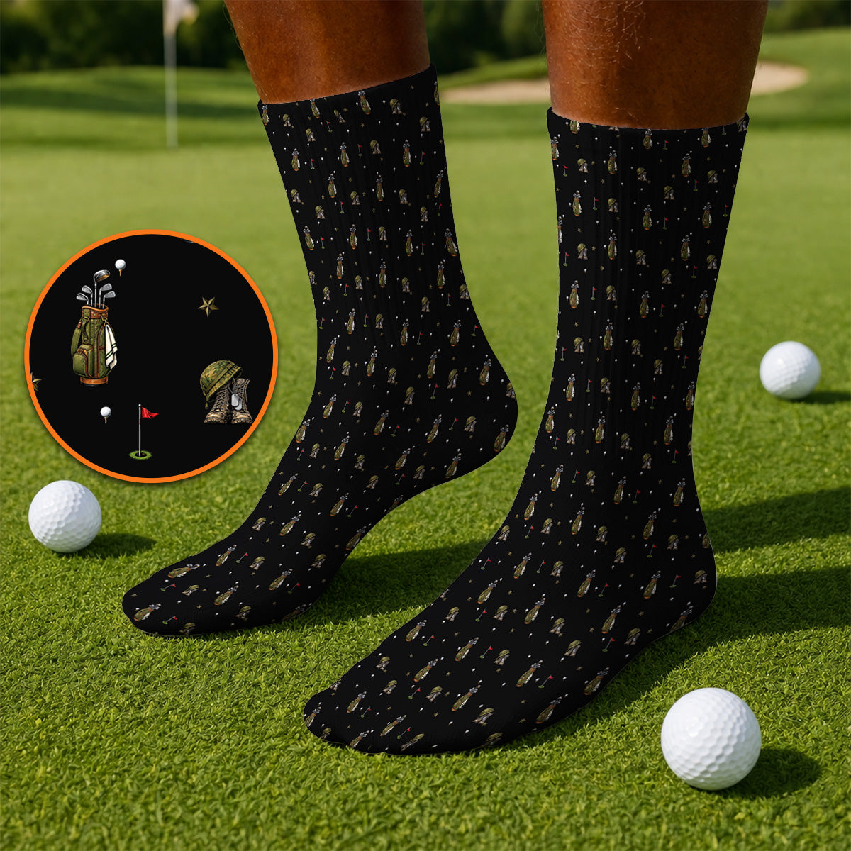 Veteran Golf Socks, Military Army Pattern Golf Sock, Patriotic Veteran Golf Gift For Golfers