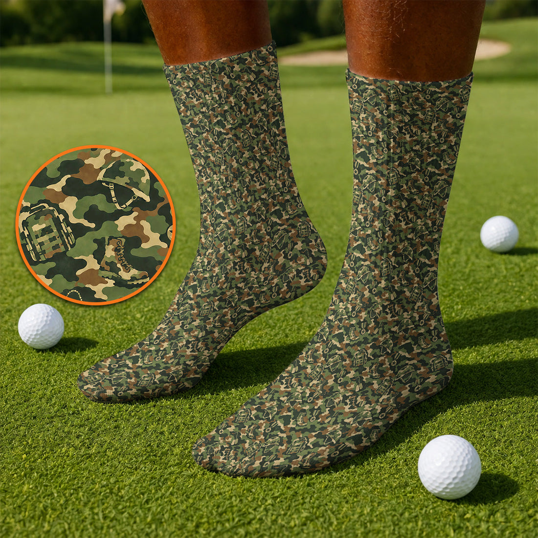 Veteran Camo Golf Socks, Army Camouflage Golf Sock, Golf Gift For Golfers