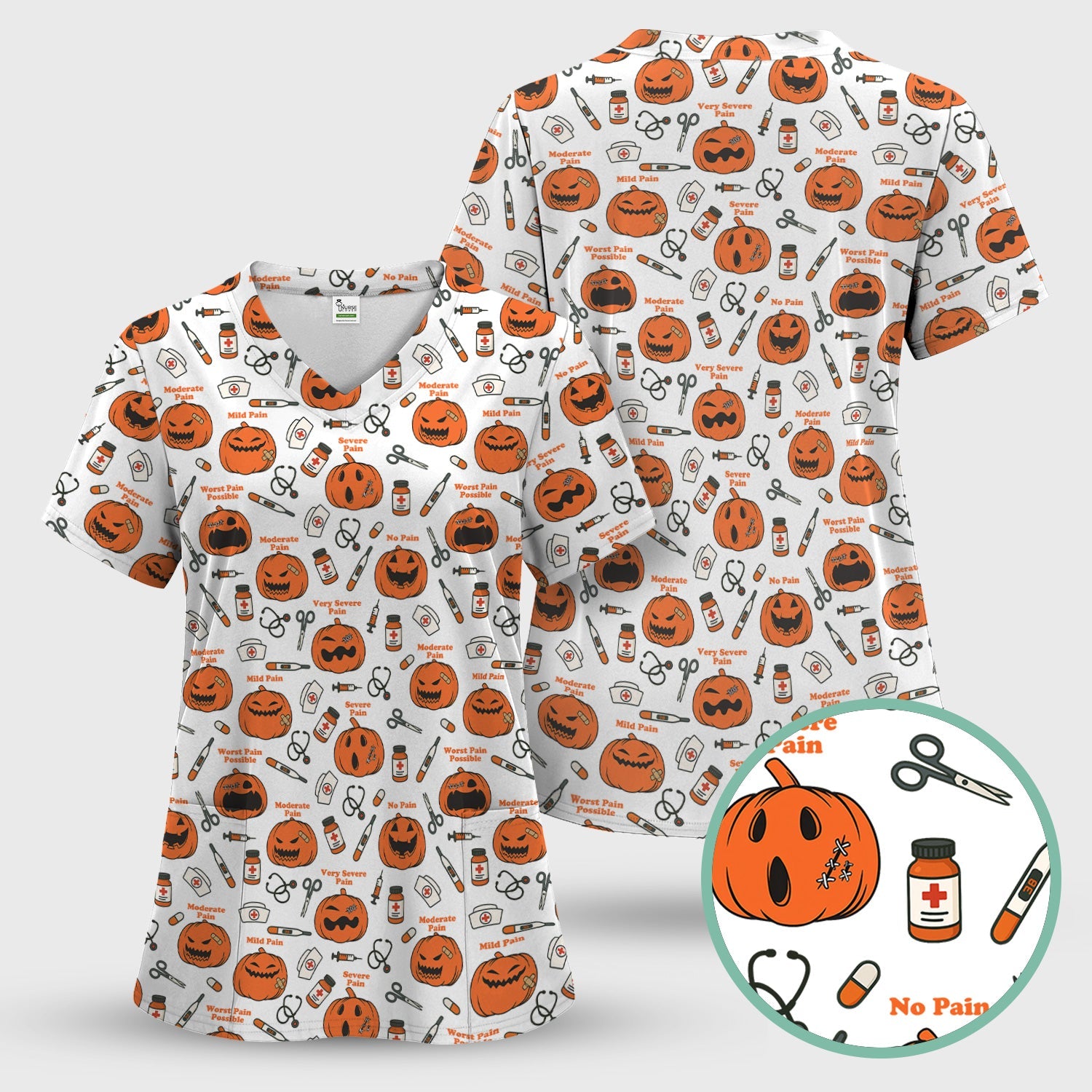 Pumpkin Pain Scale Shirt for Nurse - Halloween Nurse Medical Graphic Tee - Spooky Gift for RN LPN CNA