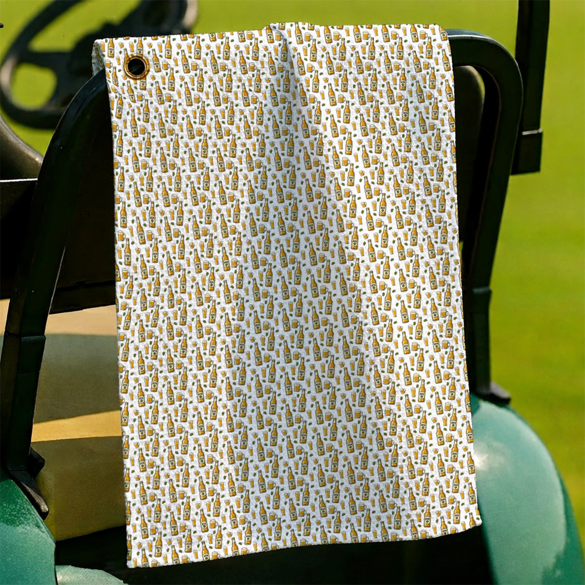 Beer Pattern Golf Towel, Funny Beer Golf Towels, Golf Gift For Beer Lovers