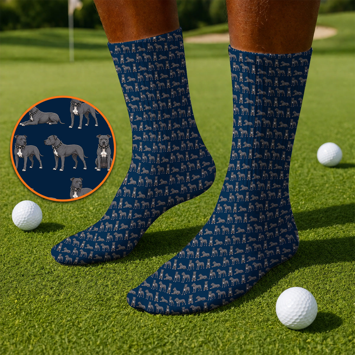 Pit Bull Golf Socks, Pit Bull Pattern Golf Sock for Dog Lovers, Golf Gift For Golfer