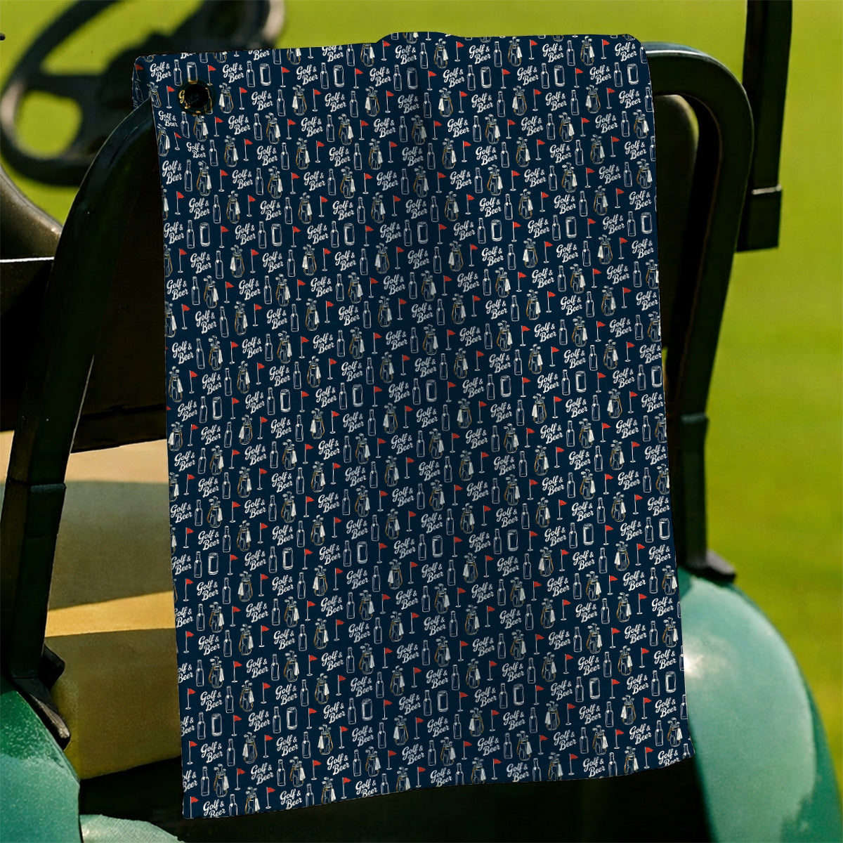 Crazy Golf & Beer Towels, Golf Bag And Beer Bottle Pattern Golf Towel, Golf Gift For Beer Lovers