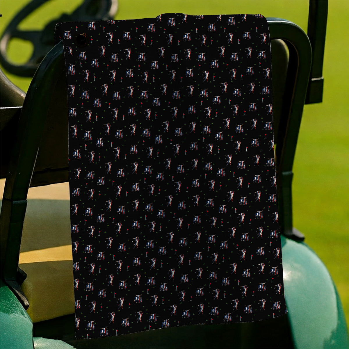 Texas Longhorn Pattern Golf Towels, Patriotic Bull Golf Towel, Unique Texas Golf Gift For Golfer