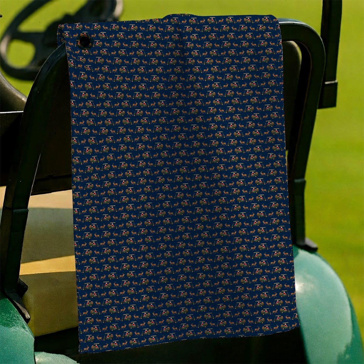 Santa Reindeer Golf Cart Towels, Xmas Pattern Golf Towel, Crazy Christmas Golf Gift