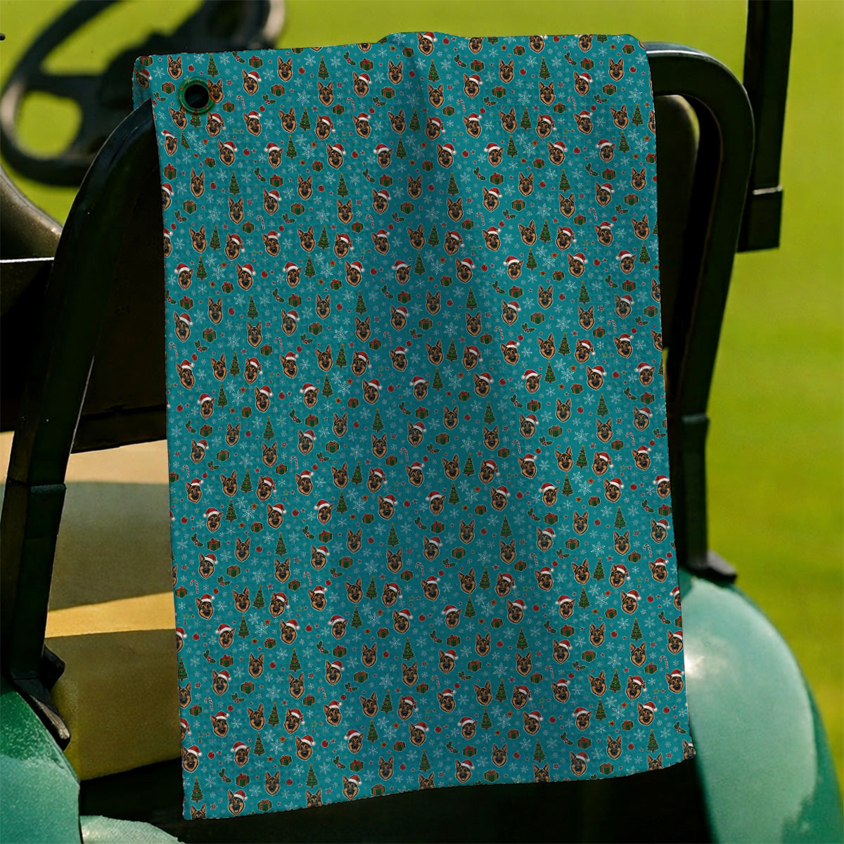 Funny German Shepherd Christmas Golf Towels, German Shepherd Pattern Golf Towel, Xmas Golf Gift For Golfer