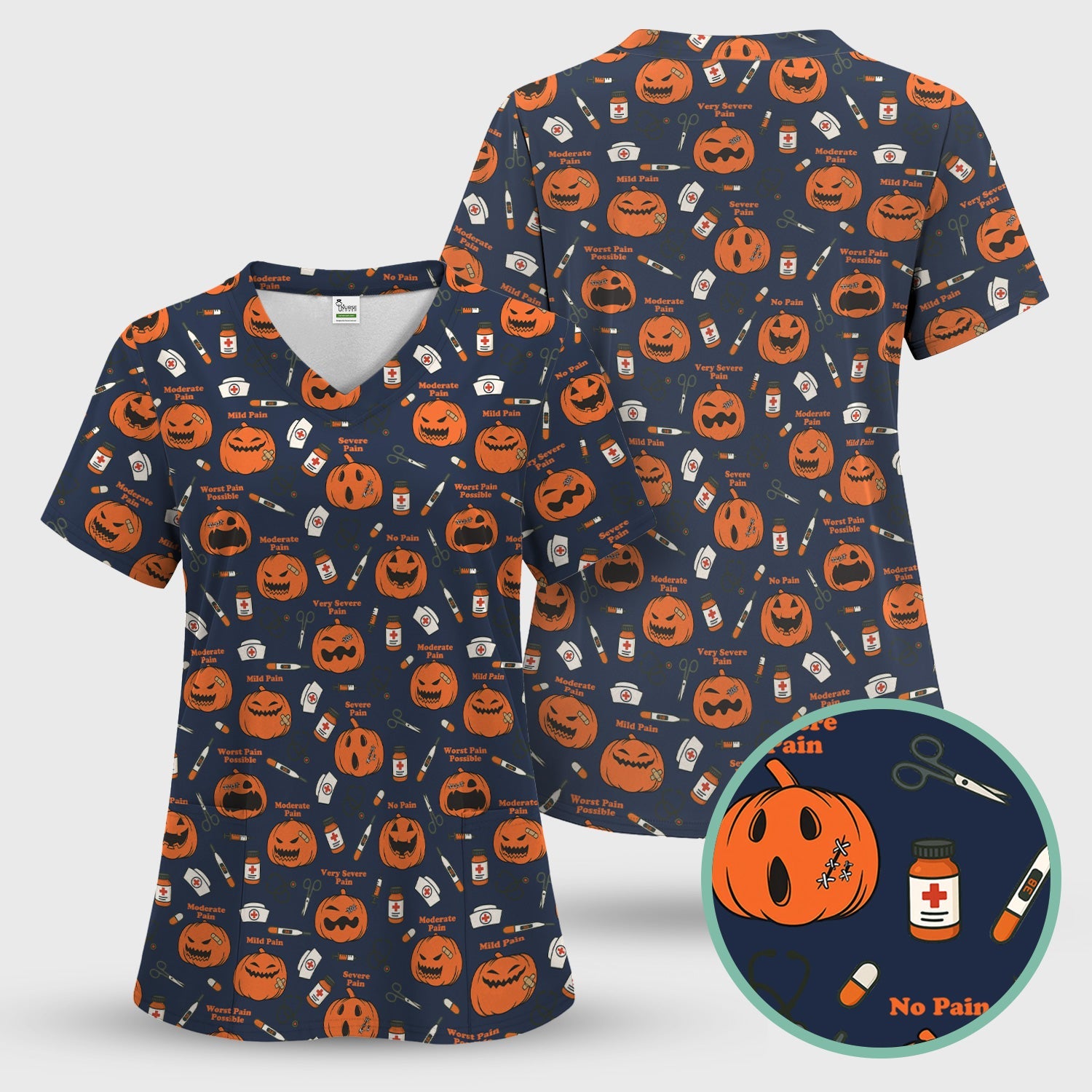 Pumpkin Pain Scale Shirt for Nurse - Halloween Nurse Medical Graphic Tee - Spooky Gift for RN LPN CNA