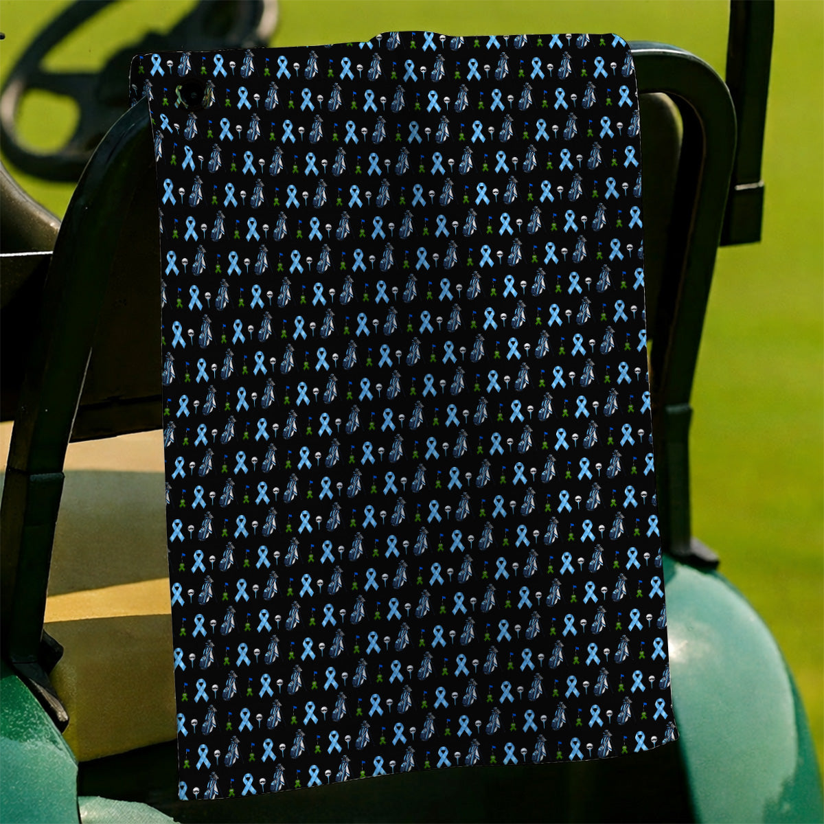 Prostate Cancer Awareness Golf Towels, Blue Ribbon Golf Pattern Towel, Prostate Cancer Support Gift for Golfers