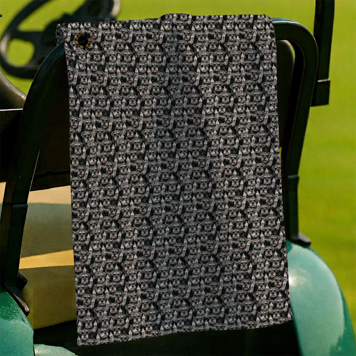 Miniature Schnauzer Middle Finger Golf Towel, Funny Mini Schnauzer Pattern Golf Towels, Golf Gift For Golfer