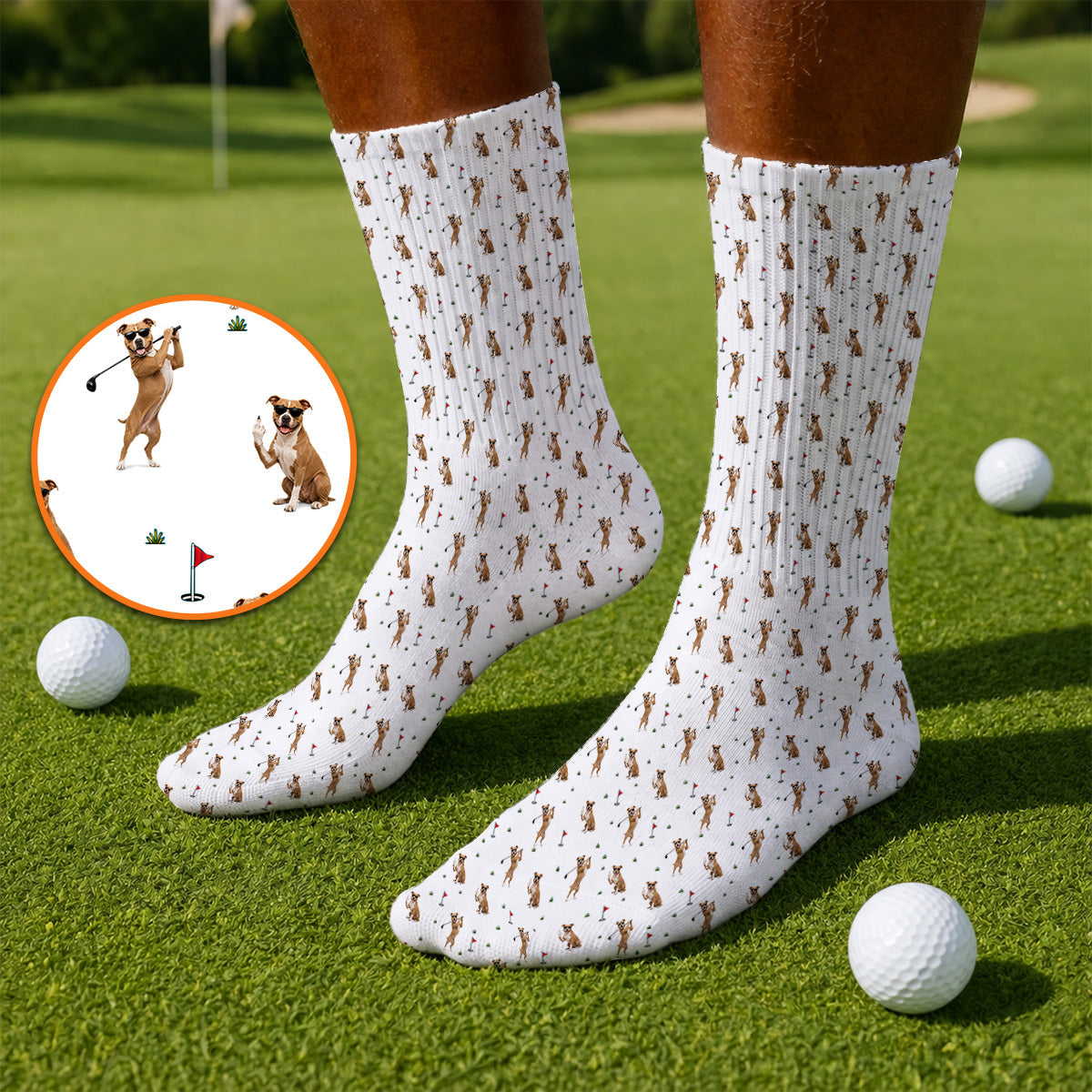 Pit Bull Golf Socks, Funny Pit Bull Pattern Golf Sock for Dog Lovers, Golf Gift for Golfer