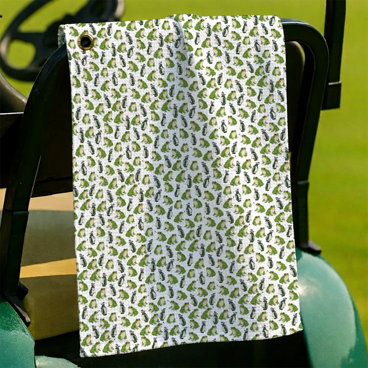 Cute Frog Golf Towels, Playful Frog & Golf Bag Pattern Towel, Funny Golf Gift For Frog Lovers