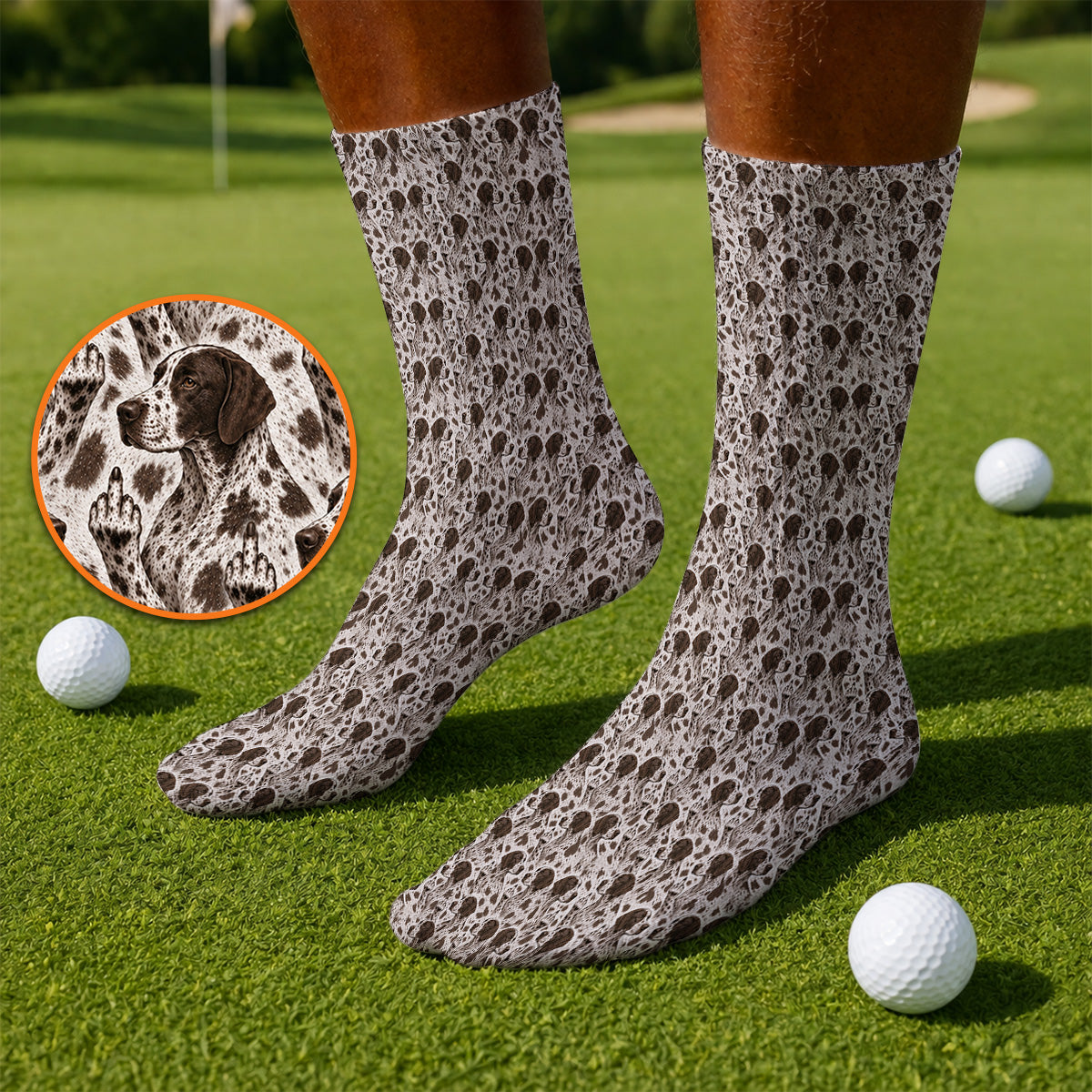 German Shorthaired Pointer Golf Socks, Pointer Pattern Golf Sock, Funny Golf Gift For Golfer