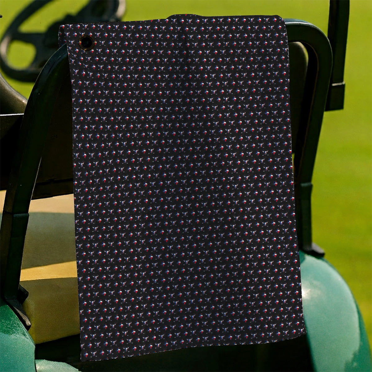 Texas Longhorn Golf Towels, Texas Flag Golf Pattern Towel, Western Longhorn Golf Gift For Golfer