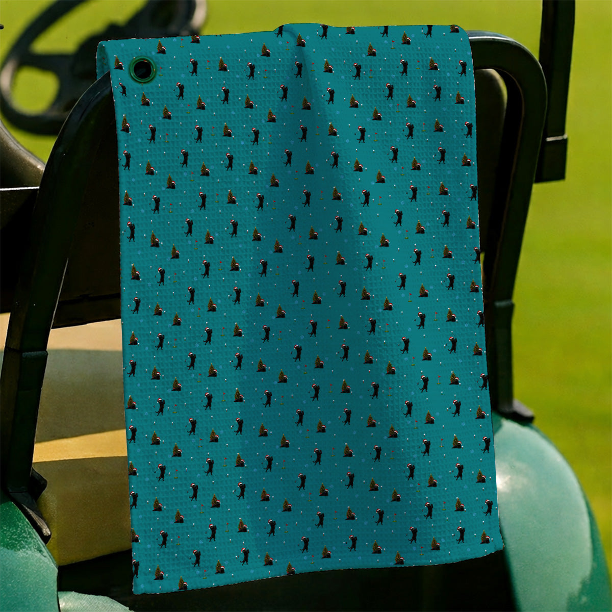 Black Cat Christmas Golf Towels, Funny Cat Pattern Golf Towel, Xmas Golf Gift for Golfers