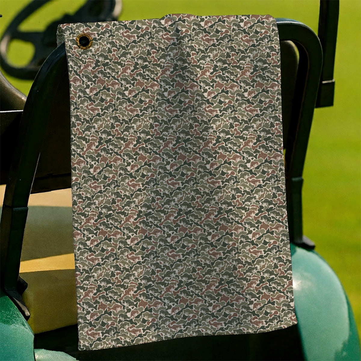 Bass Fishing Camo Pattern Golf Towels, Largemouth Bass Camouflage Golf Towel, Golf Gift For Golfers