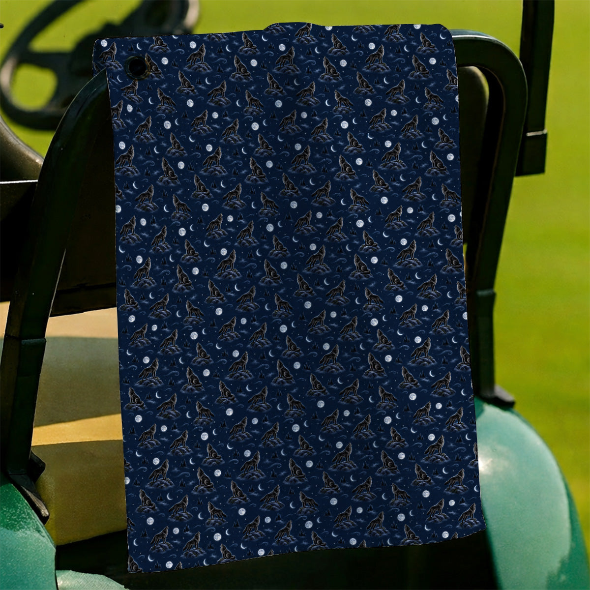 Howling Wolf Golf Towels, Moonlight Wolf Pattern Golf Towel, Crazy Golf Gift for Golfer