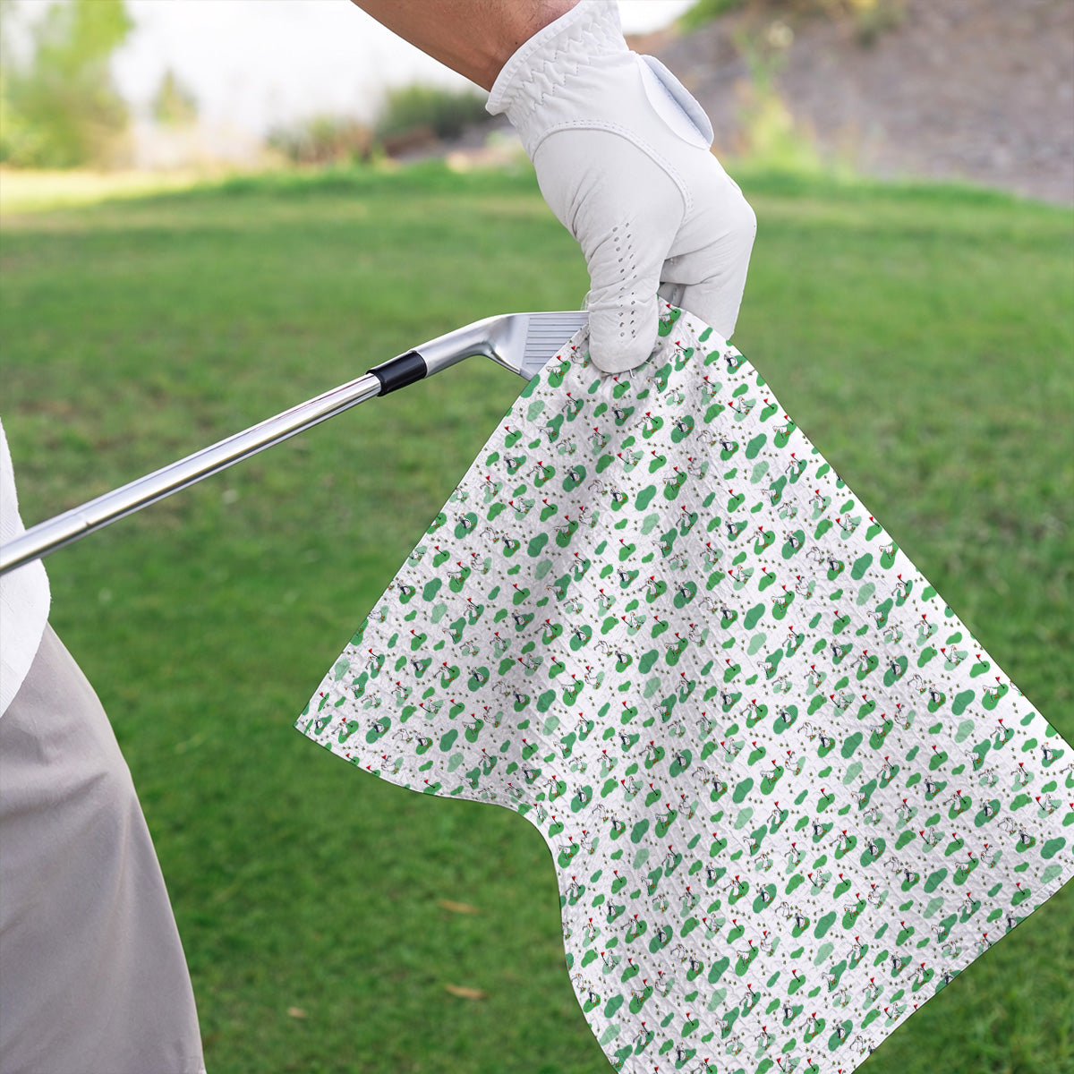 Funny Goose Golf Towels, Playful Golfing Goose Pattern Golf Towels, Golf Gift For Golfers