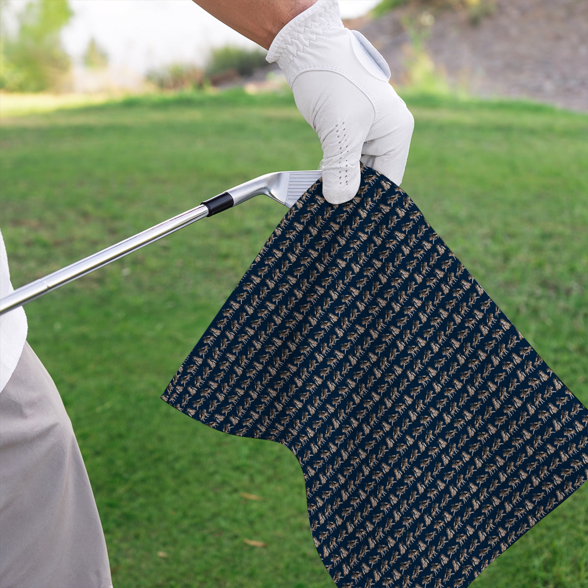 Wolf Golf Pattern Towels, Wild Wolf Golfing Towel, Unique Wolf Golf Gift for Golfers