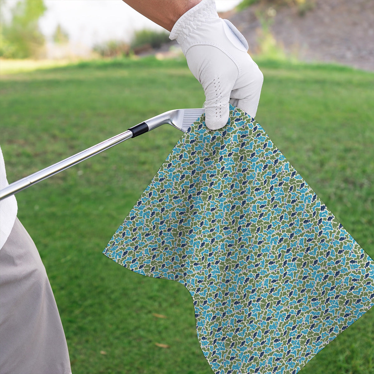Bass Fishing Camo Golf Towels, Camouflage Pattern Golf Towel, Crazy Golf Gift For Golfer